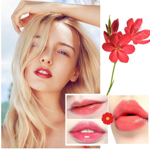 6 Pack Crystal Flower Jelly Lipstick,Magic Color Changing Lipstick,PH Clear Temperature Color Changing Lip Gloss,Lip Balm,Long Lasting Nourishing ...