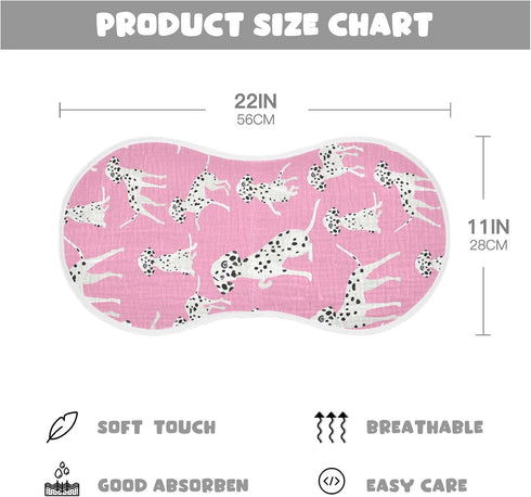 Dalmatian Dogs On Pink Muslin Burp Cloths for Baby 2 Pack 100% Cotton Baby Washcloths Bibs for Boy Girl...
