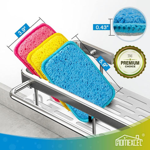12 Pack Scrub & Wipe Cloths, Dual-Sided Sponges for Kitchen, All-Purpose Cloth for Dishes, Pots, Pans, Non-Stick Cookware, Countertops (Red, Yello...