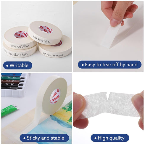 Masking Tape White Masking Tape Bulk 3/4 Inch ×55 Yards Artists Tape General Purpose Masking Tape for Crafts Painting Art Home School Office, 4 Ro...