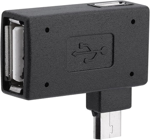 Zerone 2Pcs 90 Degree Left & Right Angled Micro USB 2.0 OTG Host Adapter, Female to Male Micro OTG Adapter with USB Electricity Supply Port...