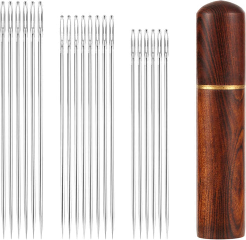 20pcs Large Eye Sewing Needles, Stainless Steel Tapestry Needle Hand Knitting Needles Wool Needle with Wooden Needle Case Yarn Knitting Needles Da...