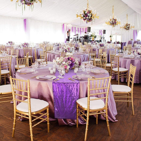 Purple Table Runners 12''x108'', 2 Packs Glitter Fabric Sequin Table Runner for Baby Shower Graduation Celebration Birthday Summer Wedding Mardi G...