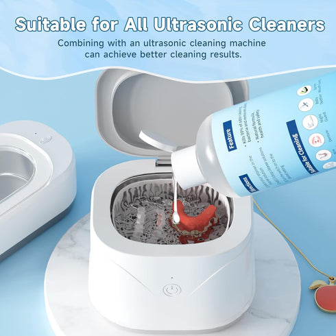 Ultrasonic Retainer Cleaner Solution for Sonic Denture Cleaner-Professional Cleaning of Retainers, Invisible Aligners, Mouth Guards, Night Guards,...