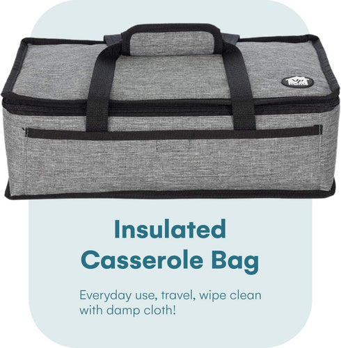VP Home Insulated Casserole Carrier Travel Bag (Heather Gray) for Trip, Birthday Party, Mother's Day, Grocery Store, Supermarket, Outdoor Picnic e...