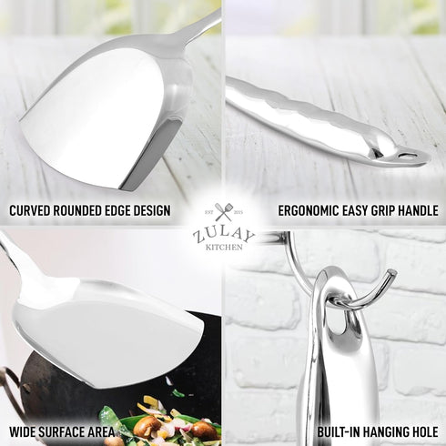 Zulay Kitchen Wok Spatula - Wok Utensils - Stainless Steel Metal Wok Spatula - Wok Accessories - Wok Tools for Cooking - Kitchen Wok Spatula - Met...