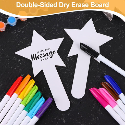 25 Pieces Star Shape Dry Erase Answer Paddles Handheld Double Sided Paddles Mini White Boards Small Dry Erase Board Auction Paddles for Students T...