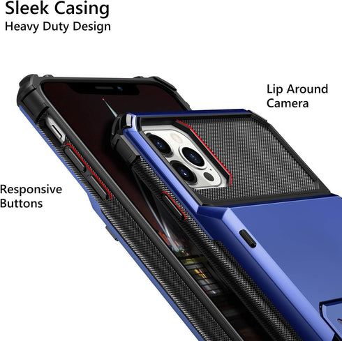 Vofolen Compatible with iPhone 12 Pro Max Case 5G Wallet 4-Card Slot Credit Card Holder Flip Hidden Pocket Dual Layer Hybrid TPU Bumper Armor Prot...
