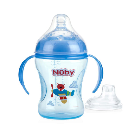 Nuby Non-Drip 3-Stage Nurser with Wide Neck - Bottle to Sippy Cup - (3-Pack) 11 Oz - 3+ Months...