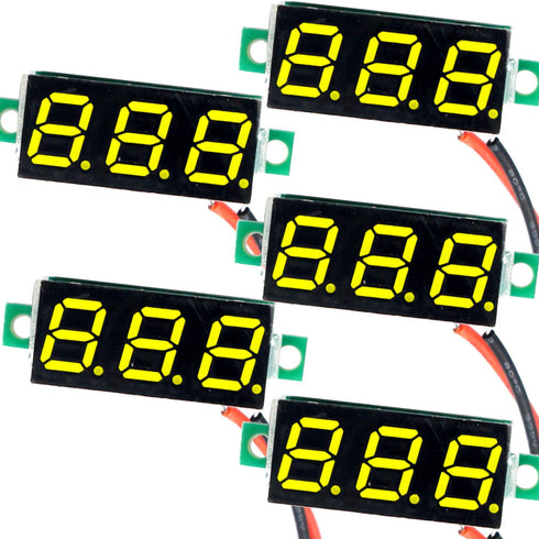 (5 Pack) JacobsParts DC 2.4-30V 2-Wire Voltmeter 3-Digit LED Display Panel Volt Meter Digital Voltage Tester (Yellow)...