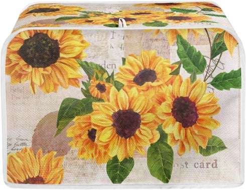 Sunflowers Print Kitchen Appliance Cover 2 Slice Toaster Flower Small Appliance Parts Accessories Stain Resistan Coffee Maker Covers Protector...