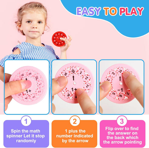 Math Fidget Spinners Addition, Math Fidget Toy for Kids, Math Facts Fidget Spinners, Educational Learning Numbers Add Subtract Fidget Spinner Toys...