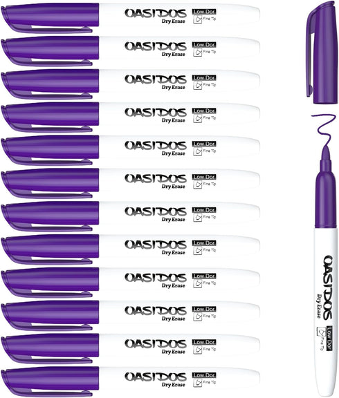 Fine Tip Dry Erase Markers - 12 Pack Purple Fine Point ThinWhiteboard Markers Bulk, Low Odor Dry Erase Markers for Office Classroom School White B...