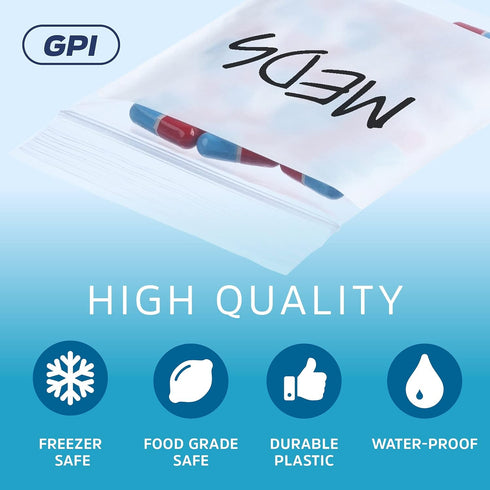 GPI - 2" x 3" - Bulk Pack of 100, 4 Mil Thick, Heavy Duty, Clear Plastic Reclosable Zip Bags, with Write-on White Block for Labeling, Strong & Dur...