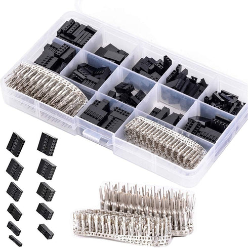 CHENBO 620pcs 2.54mm/0.1" Connectors Wire Jumper Cable Pin Header Connector Housing Assortment Kit Male Female Crimp Pin Connector Terminal Pitch ...