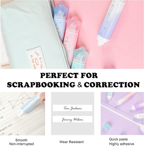 2 in 1 White Out Correction Tape and Double Sided Tape Roller, Cute Quick Dry Japan, with Permanent Adhesive Tape Runner,for School Office Instant...