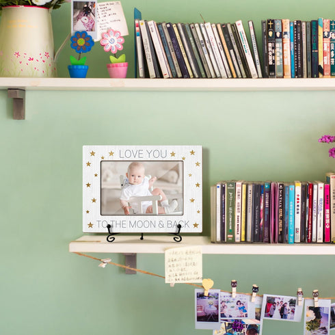 Baby Wooden Photo Frame Mothers Day Gifts Love Gifts for Mom Grandma Nana, Wooden Photo Frame with Iron Stand for Tabletop or Desktop Display, Hom...