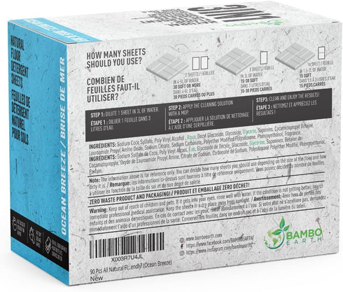 90 Pcs All Natural Floor Cleaner Sheets - Biodegradable And Dissolvable Multipurpose Mopping Concentrated Floor Cleaning Soap Detergent Strips, Me...