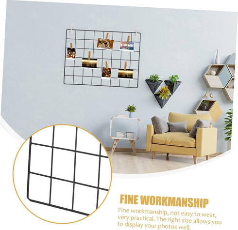 Amosfun 2pcs Shelf Iron Net Adornment Hanging Net Metal Grid Wall Panel Picture Wall Decor Photo Frame Wall Stand Grid Wall Panels Picture Wall Ha...