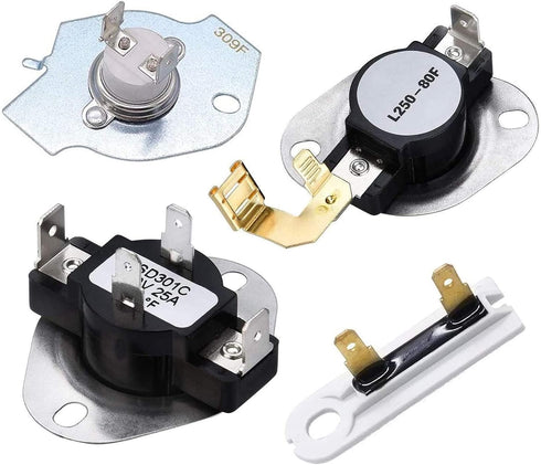 3387134 Cycling Thermostat 3977393 & 3392519 Dryer Thermal Fuse 3977767 High Limit Thermostat Replacement Part Kit by Techecook - Compatible for Whirlpool Kenmore Dryer
