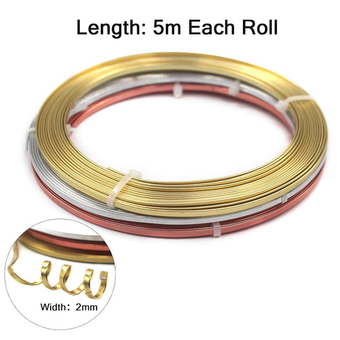 Cinvo 3 Rolls Flat Craft Wire Jewelry Wire Flexible Aluminum Wire Tarnish Resistant for Bezel Sculpting DIY Jewelry Craft Making (1mm Thickness, 3...
