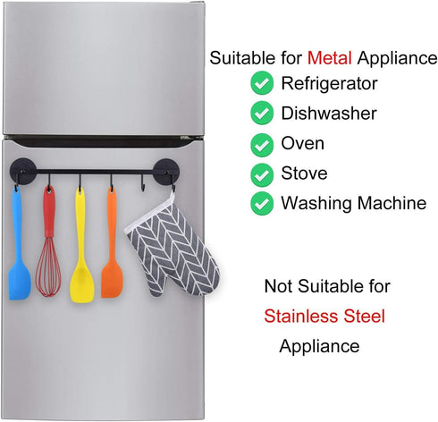 6 Hooks Magnetic Utensil Holder Untensil Rack Tool Hanger Organizer for Refrigerator, Metal Cabinet, Metal Stove, Grill, BBQ...