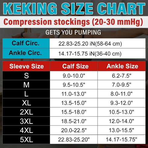 KEKING® Extra Wide Calf Compression Socks for Men & Women, 20-30 mmHg Compression Stockings Open Toe - Plus Size Knee High Support Hose for Varico...