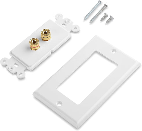 Cable Matters 2-Pack Speaker Wire Wall Plate, Gold Plated Speaker Wall Plate, Banana Plug Wall Plate for 1 Speaker, White...