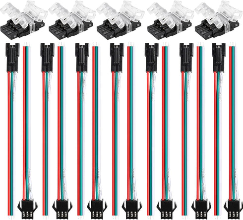 3 Pin Led Strip Connector, SUPERNIGHT 3 Pin Connector for WS2811 WS2812 WS2812B SK6812 LED Strip Lights, 7 Pairs JST SM Male Female Plug LED Conne...