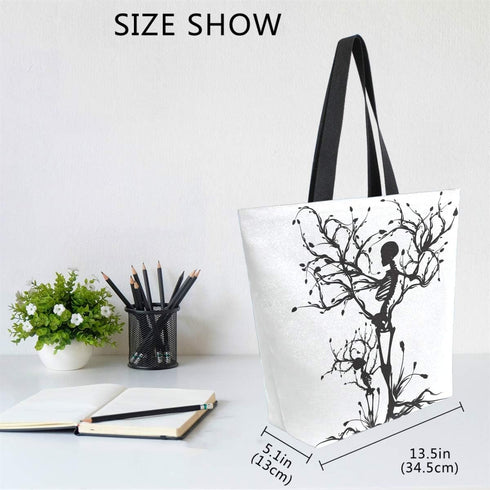 Naanle Skull Canvas Tote Bag Large Women Casual Shoulder Bag Handbag, Tree of Life Reusable Multipurpose Heavy Duty Shopping Grocery Cotton Bag fo...