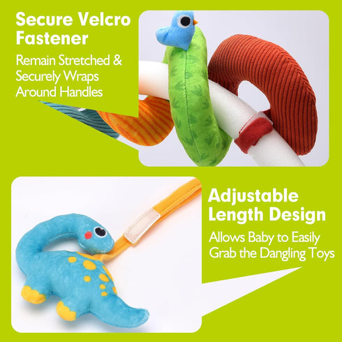hahaland Car Seat Toys for Babies 0-6 Months Boy - Baby Toys 0-6 Months - Rattle, Mirror, Crinkle, Squeaky, Developmental Carseat Stroller Travel ...