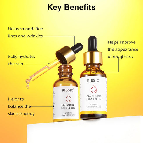 KISSIO Peptide Serum - Anti-Wrinkle Facial Serum with Peptides and Carnosine,Vitamin C,Hyaluronic Acid to Hydrating and Reduce Fine Lines,Skin Car...