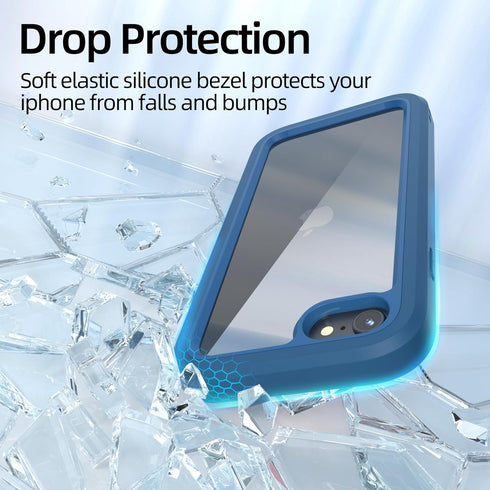 WXR for iphone SE case 2022/2020,iphone 8/7/6S/6 case,Soft Silicone Bumper & Crystal Clear Hard PC Back and Inner,3in1 Heavy Dropproof Case for iP...