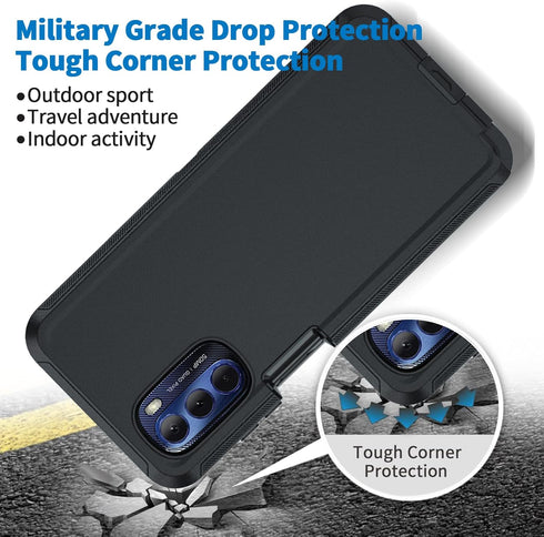 Anloes Case for Motorola Moto G stylus 5G 2022, Defender Phone Case Heavy Duty Shockproof Dustproof Rugged Protective, 3 in 1 Bumper Cover Black(w...