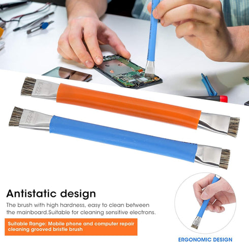 Antistatic Brush, 2PCS Motherboard Hard Cleaning Tools Ergonomic Double Head Brush for Cleaning Computer, Mobile Phone......