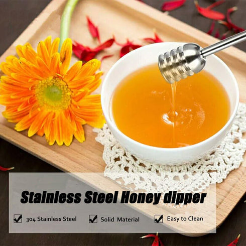 Stainless Steel Honey Dipper Stick 6.3 Inch Honey Wand Server for Honey Pot Dispense Drizzle Honey, Wedding Party Favors, Baby Shower (Yellow)...