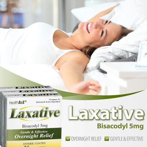 HealthA2Z Laxative Bisacodyl 5mg | Gentle and Fast Overnight Relief for Constipation (75 cout (Pack of 3))...