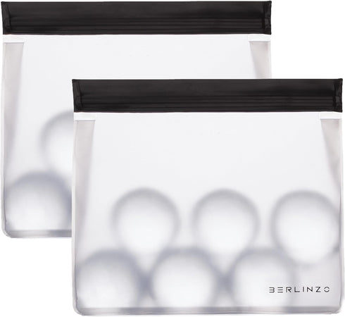 BERLINZO Reusable Ice Storage Bag - Freezer Safe Leak Proof Silicone and Plastic-Free Lunch Bag for Ice and Food Storage - BPA-Free - 2 Pack...