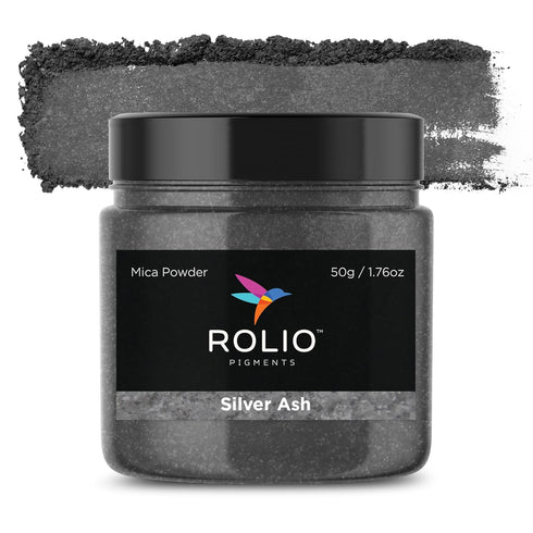 Rolio Premium Mica Powder - Silver Ash (50G / 1.76oz) - 1 Jar of Silver Mica Powder for Epoxy Resin, Dye, Soap Making, Nail Polish, Paint, Candle ...