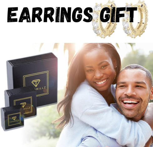 TOPGRILLZ Gold Plated Hoop Earrings For Men 14K Golden Silver Plated 5A+ Cubic Zirconia Huggie Earrings Cartilage Hypoallergenic Cuff Earrings Tre...