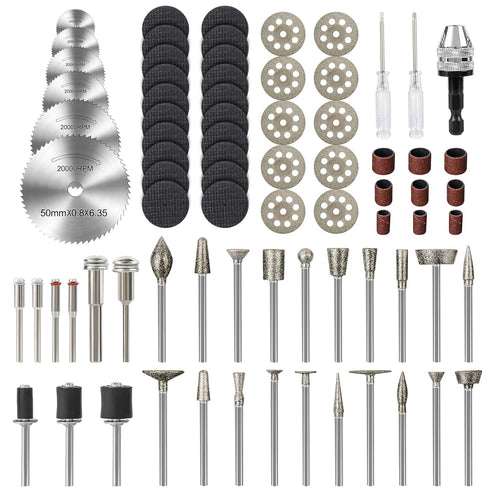 76PCS 1/8inch Shank Power Rotary Tool Accessories Kit for Dremel- includes 45PCS Rotary Cutting Wheels Tool Kit, 20PCS Stone Carving Set Diamond B...