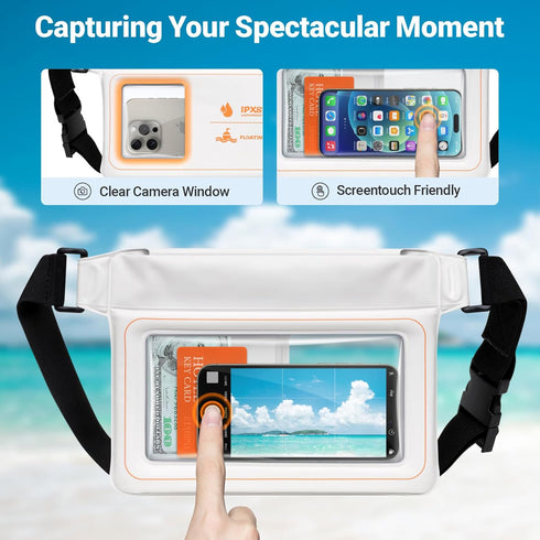 F-color Waterproof Fanny Pack Floating - Waterproof Waist Pack with 35oz Buoyancy - Cruise Essentials Must Haves Fanny Pack Waterproof Keeps Phone...