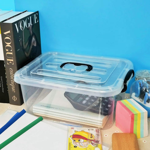 Readsky 8 Quart Lidded Storage Bins Plastic Storage Containers, Clear and Black, 2 Packs...