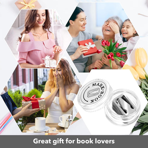 Book Line Markers, Stainless Steel Bookmarkers Book Page Markers for Book Lovers Mini Metal Bookmarks Gold Silver Mixed Book Marker Clip for Readi...