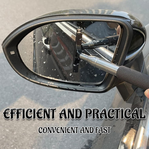 Car Rearview Mirror Wiper, Telescopic Auto Mirror Squeegee Wiper, Multifunctional Portable Vehicle Glass Cleaner Tool Auto Interior Exterior Acces...