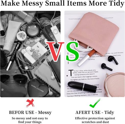 8 Pcs Small Makeup Bag for Purse, Waterproof Portable Pocket Cosmetic Bag with 7" Squeeze Top Glasses Case, No Zipper Self-closing Makeup Pouch Mi...