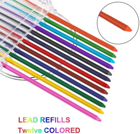 JYsun 6pcs 2mm Mechanical Pencils with 4 Cases Color Lead Refills and 2 Cases Black Refills for Art Sketching Carpenter Draft Drawing Writing Craf...