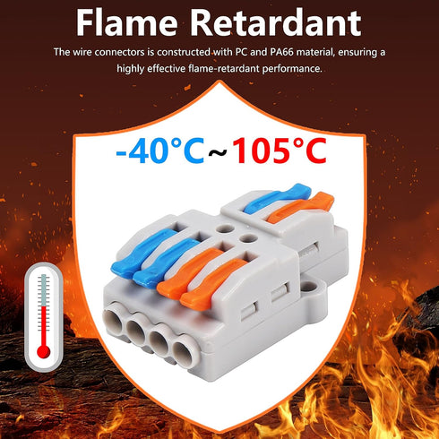 MELFIE 20PCS Lever Wire Connectors, 2 in 4 Out Quick Wire Connectors, Electrical Lever Nuts Wire Connectors Push-in Conductor Terminal Block AWG 2...