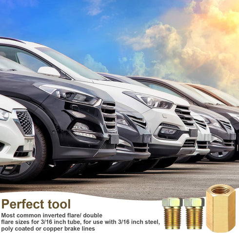 Frienda 12 Pieces 3/8 Inch-24 Threads Brake Line Fittings Assortment for 3/16 Inch Tube (4 Unions, 8 Nuts)...