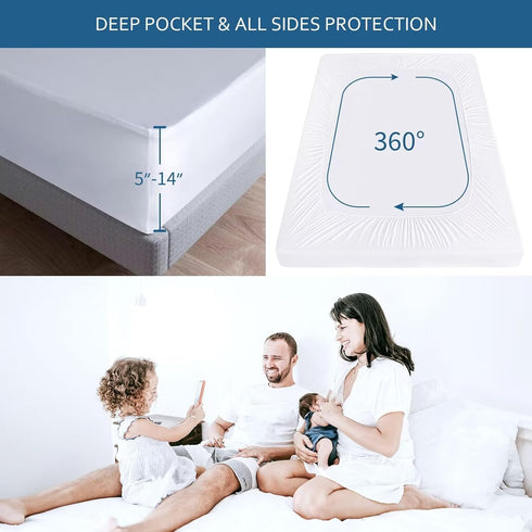 Waterproof Mattress Protector Twin Size,Mattress Cover Protector, Smooth Top Mattress Protector for Kids, Breathable Skin Friendly and Noiseless F...